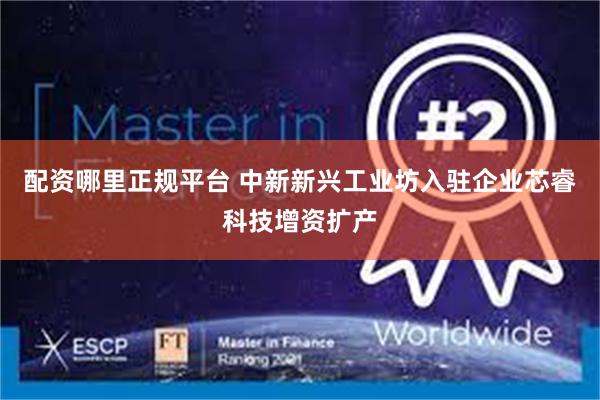 配资哪里正规平台 中新新兴工业坊入驻企业芯睿科技增资扩产