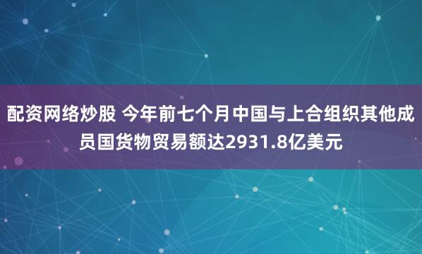 配资网络炒股 今年前七个月中国与上合组织其他成员国货物贸易额达2931.8亿美元