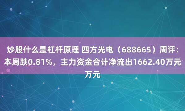 炒股什么是杠杆原理 四方光电（688665）周评：本周跌0.81%，主力资金合计净流出1662.40万元